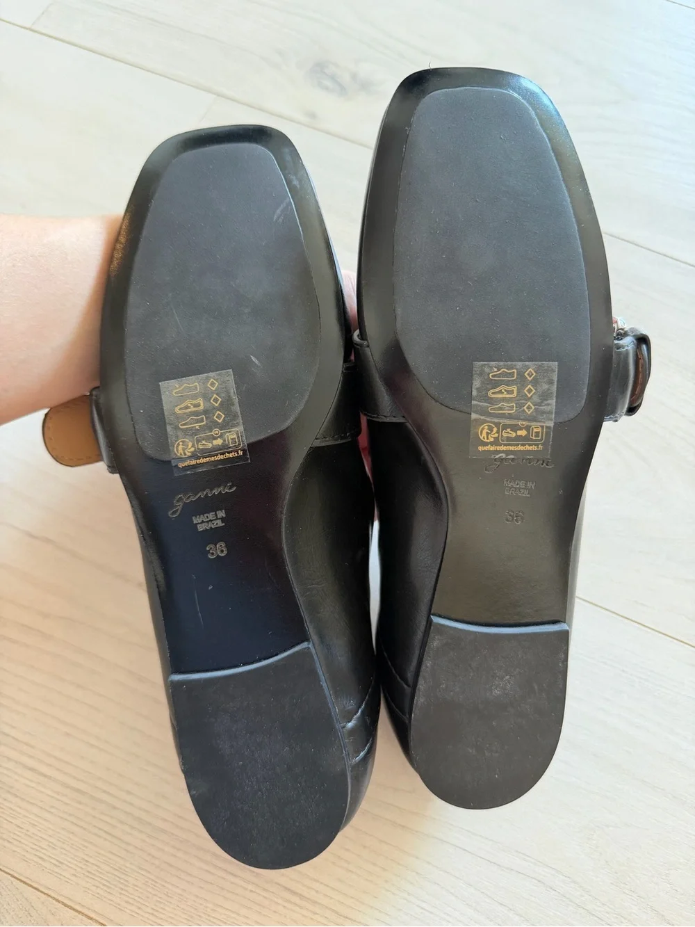 Ganni Black Ballerina Flats with Silver Buck sz 36
